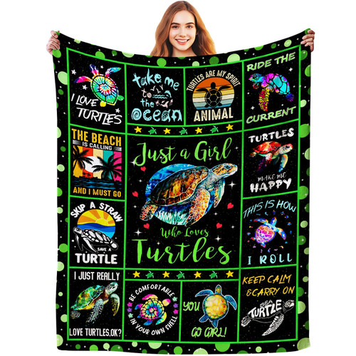 Turtle Blanket Gifts for Turtle Lovers,Soft Cozy Flannel Sea Turtles Throw Blankets Funny Turtle Bed Sofa Couch Birthday Gifts for Kids Turtle Lovers Women Girls 50"X40"