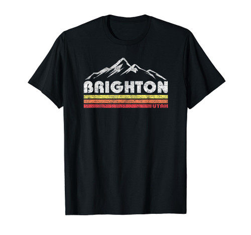 Vintage Brighton Utah Mountain Retro Lines Ski Souvenir T-Shirt