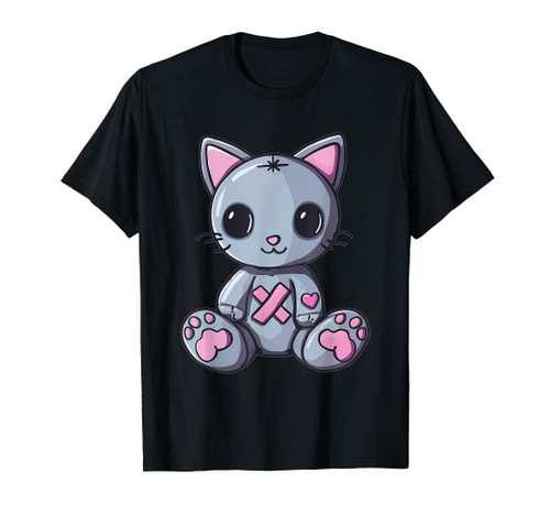 Goth Pastel Cute Creepy Kawaii Cat Kitten Voodoo Doll T-Shirt
