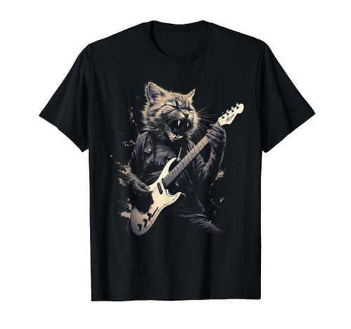 Cat Playing Bass Guitar Guitarist Rocker cool T-Shirt