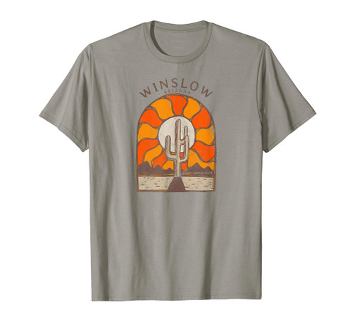 Vintage Retro Style Sunset Desert Landscape Winslow Arizona T-Shirt
