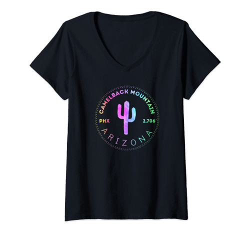Womens Camelback Mountain - Phoenix Arizona Climbing Hiking Tie Dye V-Neck T-Shirt