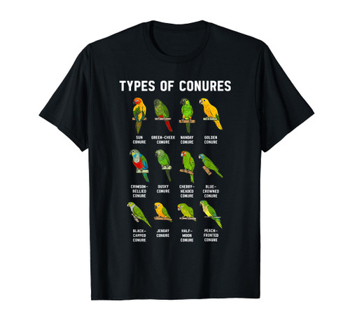 Sun Conure Types Of Conures Parrot Bird Green Cheek Conure T-Shirt