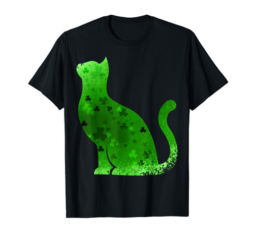 Cute Cat Lover Shamrock St Patricks Day Boys Girls T-Shirt