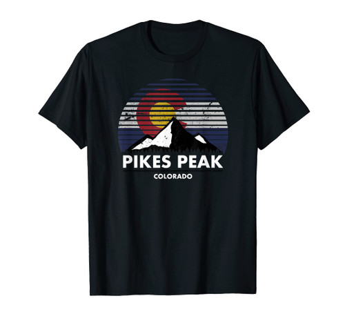 Pikes Peak Colorado Flag - Fourteener 14er Mountain T-Shirt