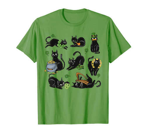 St Patrick's Day Shamrock Black Cat Irish Cats T-Shirt