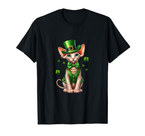 Sphynx St Patricks Day Clover Lucky Cat Mom Shamrock Cat T-Shirt Sphynx St Patricks Day Clover Lucky Cat Mom Shamrock Cat T-Shirt