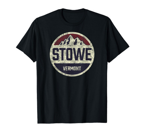 Vintage Retro Stowe Vermont Mountain Circle Ski T-Shirt