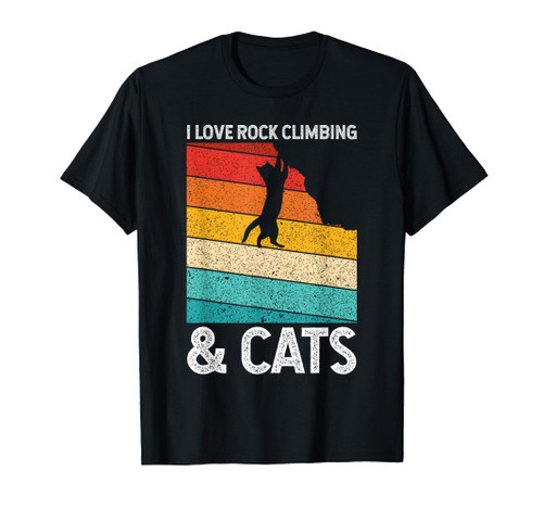 I Love Rock Climbing & Cats Cute Kitty Cat Lover Gift T-Shirt