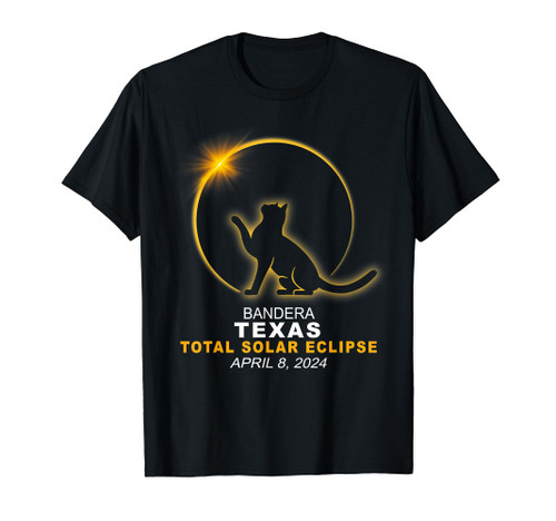 Bandera, Texas Cat Total Solar Eclipse 2024 T-Shirt