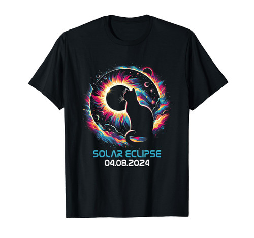 Total Solar Eclipse 2024 April 8 Cat America Totality Spring T-Shirt
