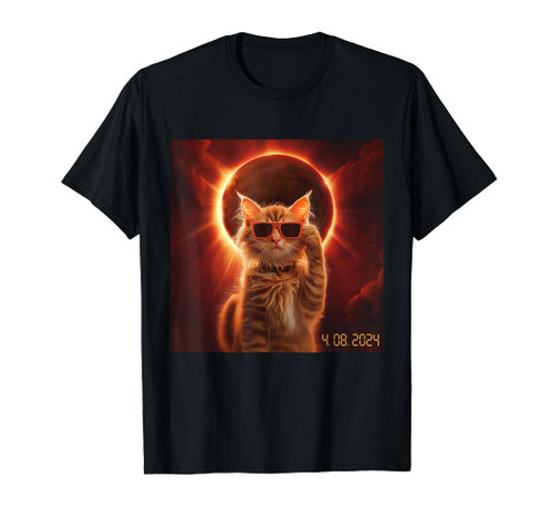 Total Solar Eclipse 04.08.24 2024 Cat taking Selfie Glasses T-Shirt