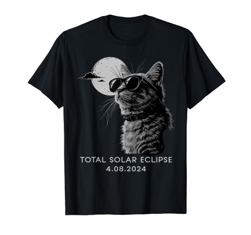 Total Solar Eclipse 2024 Cat With Glasses April 8 Totality T-Shirt