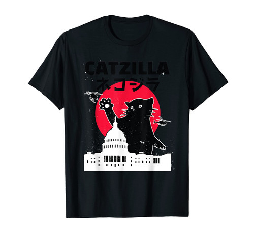Catzilla Japanese Cat Lover Kitten Retro Vintage Sunset Gift T-Shirt
