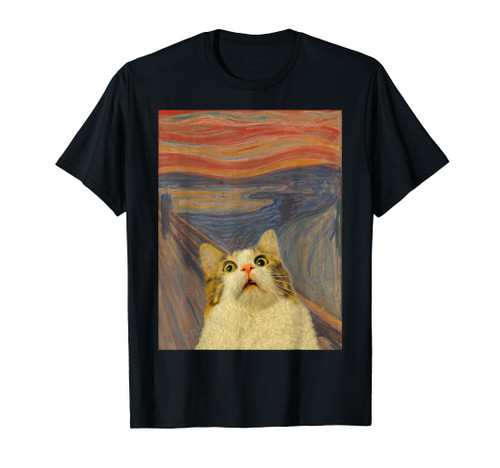 the scream cat Funny classic painting T-Shirt