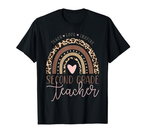 Leopard Rainbow 2nd Grade Second Teacher First Day of School T-Shirt Leopard Rainbow 2nd Grade Second Teacher First Day of School T-Shirt