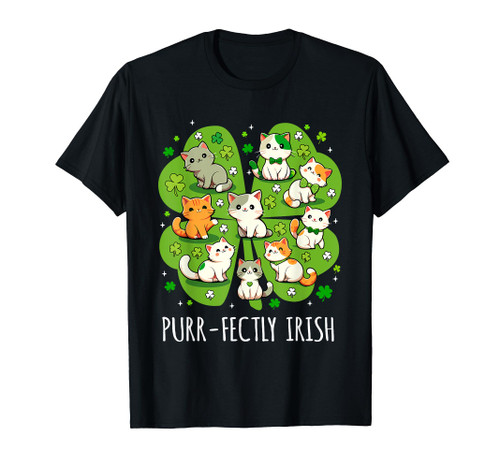 Purr-fectly Irish Cute Cats St. Patrick's Day Boys Girls T-Shirt