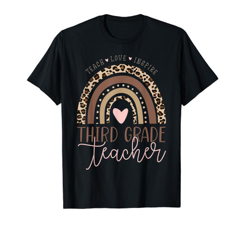 Leopard Rainbow 3rd Grade Third Teacher First Day of School T-Shirt Leopard Rainbow 3rd Grade Third Teacher First Day of School T-Shirt