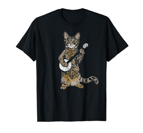 Banjo Cat - Funny Retro Style Bluegrass & Tabby Cat Lover T-Shirt Banjo Cat - Funny Retro Style Bluegrass & Tabby Cat Lover T-Shirt
