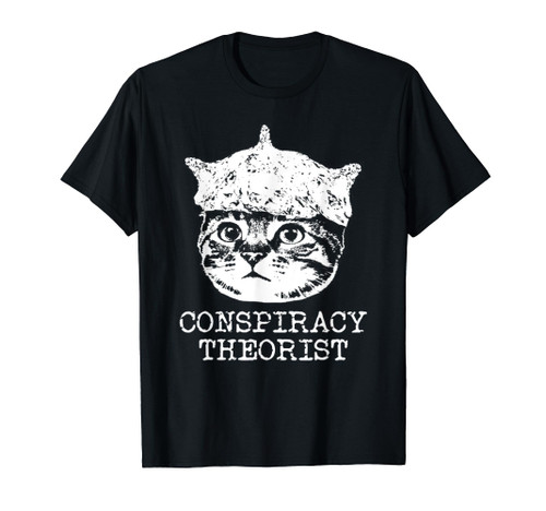 Funny Tin Foil Hat Conspiracy Hat Cat Design T-Shirt
