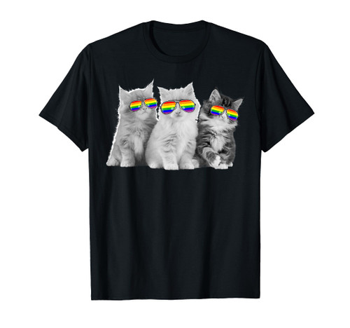 Cat Gay Pride LGBT Rainbow Sunglasses T-Shirt