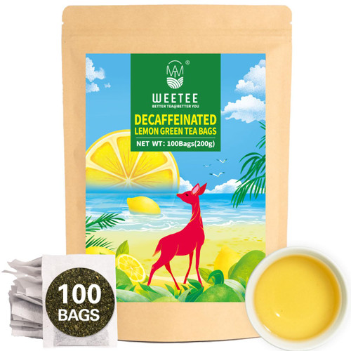 WT WEETEE Organic Decaf Green Tea with Lemon Flavor, Decaffeinated Lemon Green Tea Bags 100 Count, Refreshing & Soothing, Super Antioxidant, Drink Whole Day WT WEETEE Organic Decaf Green Tea with Lemon Flavor, Decaffeinated Lemon Green Tea Bags 100 Count, Refreshing & Soothing, Super Antioxidant, Drink Whole Day