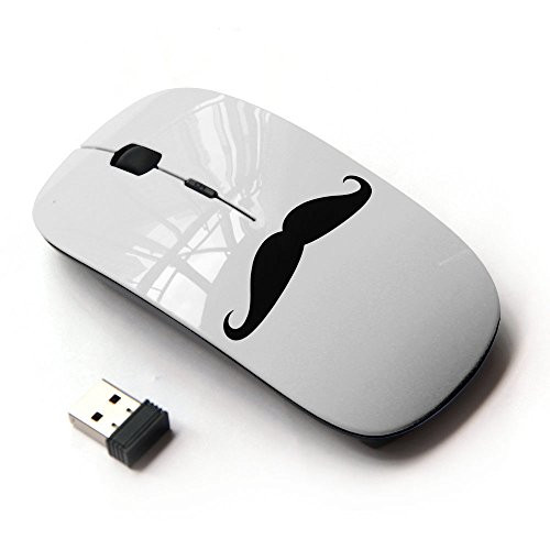 Graphic4You Mustache Funny Design Ergonomic Wireless Mouse with Nano Receiver