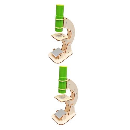 Abaodam 2 Sets Microscope Toys DIY Microscope Material Kids Craft Toy Student Toy Science Education Toy Wood Microscope DIY Accessory Handmade Toy Child Puzzle Wooden Small
