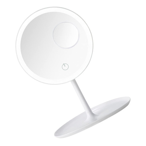 FOMIYES Lighted Makeup Mirror 1Set LED Light Vanity Compact Mirror Cosmetic Mirror Hanging Circle Mirror Desktop Makeup Organizer LED Beauty Mirror Miss Glass White Dressing Table Round