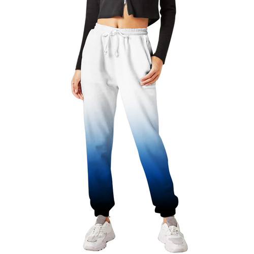 Bblulu Joggers Sweatpants for Women High Waisted Baggy Yoga Pants Comfy Lounge Pants with Pockets Blue