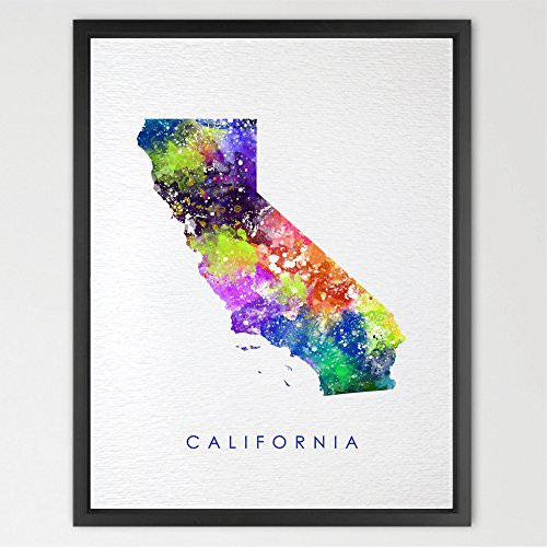 Dignovel Studios 11X14 California Map USA States Map America Map print kids Watercolor Print Wall Art Poster Home Decor Kids Art Motivational Inspirational N183