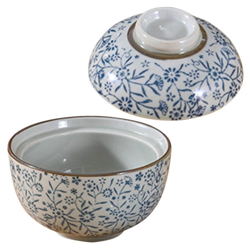 MAGICLULU Ceramic Stew Pot Ceramic Stew Bowl Food Container Soup Bowl with Lid Round Steaming Cup Lidded Soup Bowls Guinea Pig Bowl Japanese Bowl Ceramics Salt Japanese-style