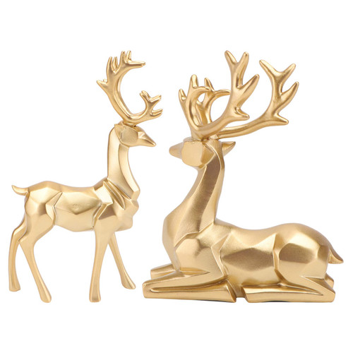 BESTOYARD Deer Sculpture 1 Pair Elk Ornaments s Reindeer Decorations European Resin Deer Statues Elk Decoration Toys Ornament Synthetic Resin Origami Lovers Animal Home Shelf Decor