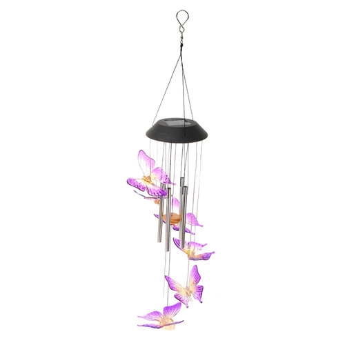 Happyyami Solar Wind Chime Light Glow in Dark Wind Chime Lighted Wind Chimes Patio LED Wind Tube LED Wind Chimes Metal Bells Hummingbird Decor Solar Wind Bell Light Wood Outdoor with Lights