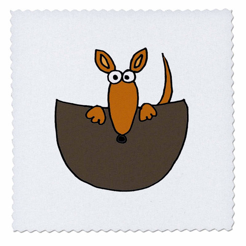 3D Rose Funny Baby Kangaroo in Pouch Cartoon Square 12 by 12 Inch Quilt, 12 x 12 3D Rose Funny Baby Kangaroo in Pouch Cartoon Square 12 by 12 Inch Quilt, 12 x 12