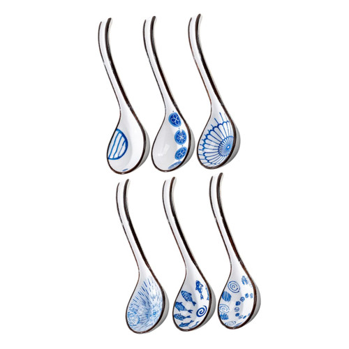 BIUDECO 6pcs Ceramic Spoon Tablespoon Scoop Soup Ladle Rice Paddle Spoon Rice Scooper Ceramic Dinner Spoons Ceramic Soup Spoons Paddle Spoons Rice Spoon Paddle Drink Soup Portable Ceramics