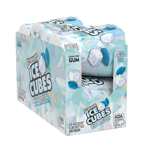 ICE BREAKERS Ice Cubes Mint Crystal Sugar Free Chewing Gum Bottles, 3.24 oz (6 Count, 40 Pieces) ICE BREAKERS Ice Cubes Mint Crystal Sugar Free Chewing Gum Bottles, 3.24 oz (6 Count, 40 Pieces)