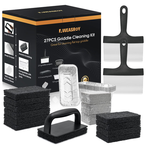 AWEASROY 27PCS Griddle Cleaning Kit for Blackstone, Heavy Duty Flat Top Grill Blackstone Cleaning Kit for Griddle, Blackstone Griddle Accessories