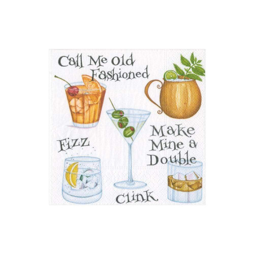 Caspari Cocktail Hour Paper Cocktail Napkins - 40 Count
