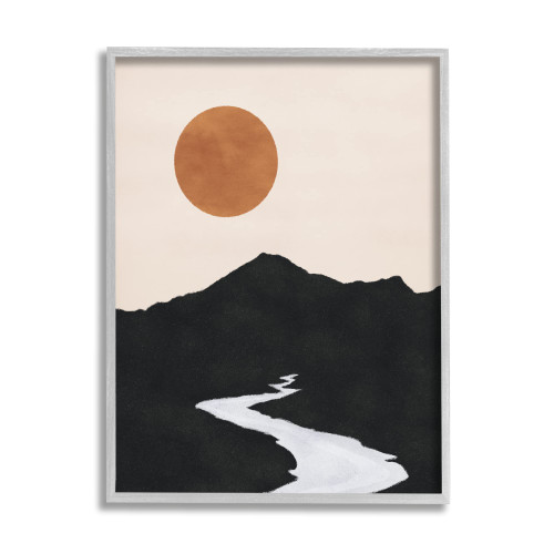 Stupell Industries Receding Stream Into Distant Mountain Ochre Sun Framed Wall Art, Design by JJ Design House LLC