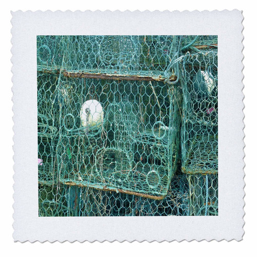 3D Rose Image of Crab Traps in Everglades City Florida Square 12 by 12 Inch Quilt, 12 x 12
