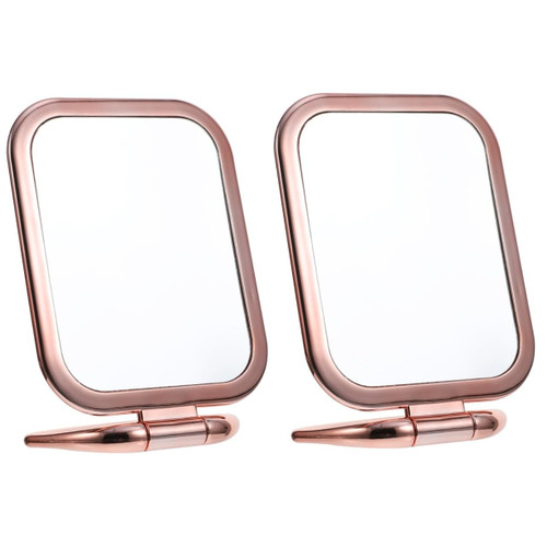 Ipetboom 2pcs Double Sided Makeup Mirror Small Mirror for Desk Vanity Table Mirror Desk Mirror Foldable Double Side Mirror Girl Dresser Mini Handheld Mirror Make up Travel Plastic