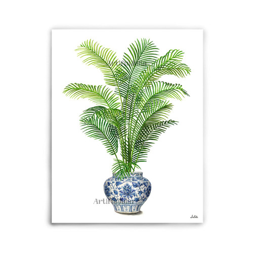 Palm Tree Watercolor Painting Art Prints Palm Tree Watercolor Painting Ginger Jar Palm Print Chinese Art Blue and White Art Painting