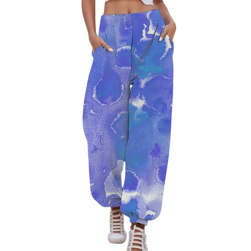 Joggers Sweatpants for Women Cinch Bottom Comfy Lounge Pants Sporty Gym Jogger Sweatpants with Pocket Blue