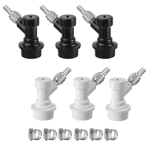 Dbgogo 3 Pairs Corny Keg Ball Lock Quick Disconnect Set, Home Brewing Cornelius Keg Parts Ball Lock Keg Fittings with Stainless 5/16'' Gas 1/4'' Beer Barb Swivel Nuts Hose Clamp for Keg Post Coupler