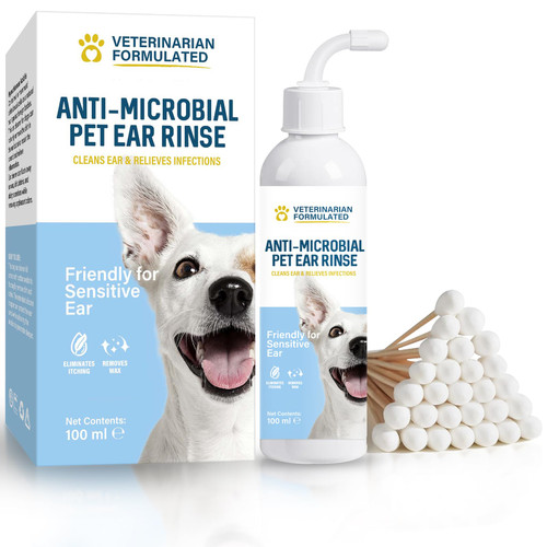 ZNFSZ Dog Ear Cleaner, Natural Dog Ear Cleaning Solution, Remove Wax&Odor, Ear Itch Relief, Effective Ear Cleaner for Dogs with 30 Cotton Swabs, 100ml ZNFSZ Dog Ear Cleaner, Natural Dog Ear Cleaning Solution, Remove Wax&Odor, Ear Itch Relief, Effective Ear Cleaner for Dogs with 30 Cotton Swabs, 100ml