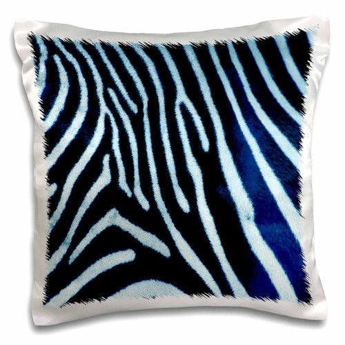 3dRose Blue Zebra Animal Print Pillow Case, 16 x 16