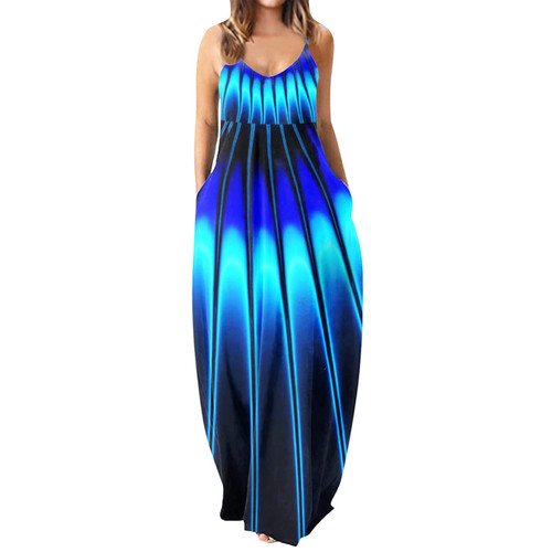 Women Fashion Dress Long Maxi V Neck Loose Sleeveless Print Dress Boho Beach Sundress Sexy Pocket Fashion Dress Dark Blue Women Fashion Dress Long Maxi V Neck Loose Sleeveless Print Dress Boho Beach Sundress Sexy Pocket Fashion Dress Dark Blue