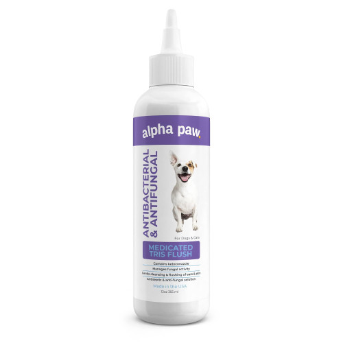 Smiling Paws Pets Medicated Tris Flush - Dog Ear Cleaner Solution and Infection Treatment for Dogs and Cats - Ear Cleaner for Dogs & Cats - Cat & Dog Ear Wash - Contains Ketoconazole - 12oz Smiling Paws Pets Medicated Tris Flush - Dog Ear Cleaner Solution and Infection Treatment for Dogs and Cats - Ear Cleaner for Dogs & Cats - Cat & Dog Ear Wash - Contains Ketoconazole - 12oz