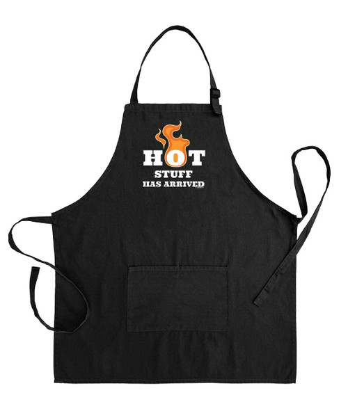 ThisWear Chef Gifts For Men Hot Stuff Has Arrived Two Pocket Adjustable Bib Apron Black